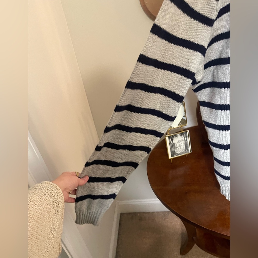 Polo Ralph Lauren Men's Cotton Crewneck Striped Sweater Navy Gray Prep Nautical - Picture 5 of 11